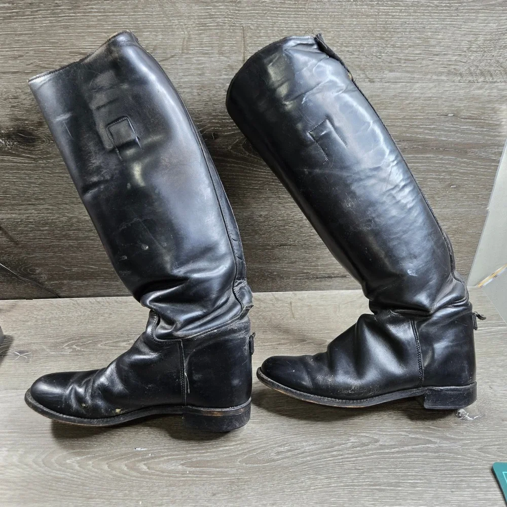 Dehner Custom Equestrian Riding Tall Boots Mens Black Leather Vintage Size 17